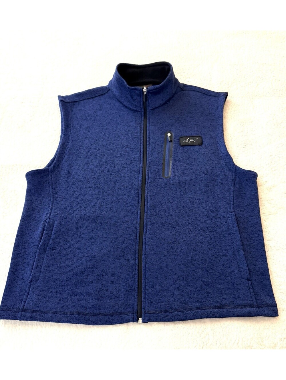 Greg Norman Tasso Elba Men’s L Blue Full Zip Fleece Vest Shark Logo